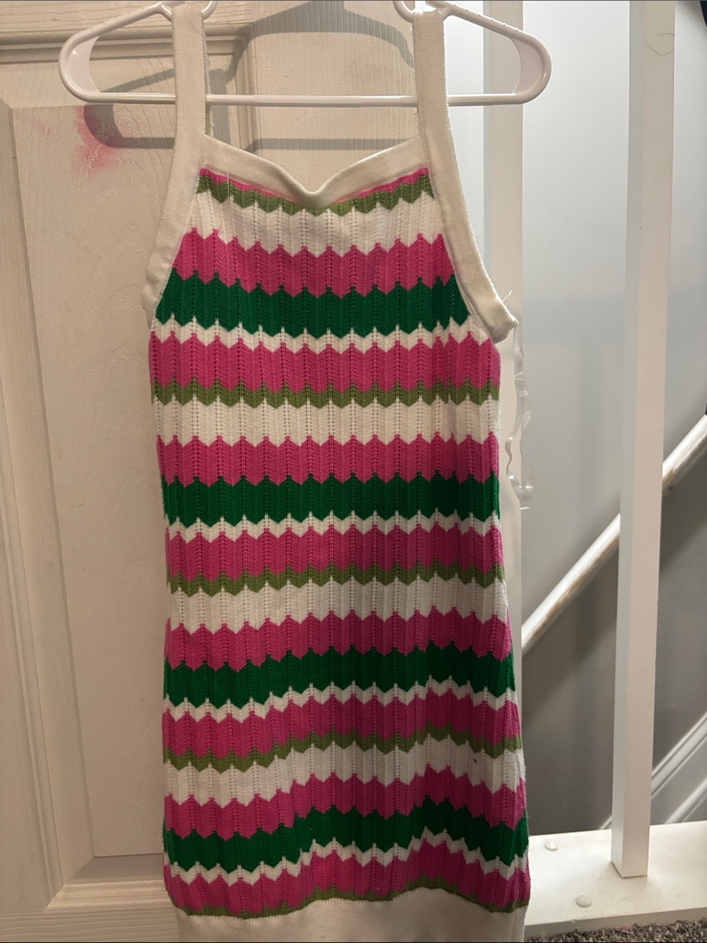 Girls Pink & Green Tank Dress